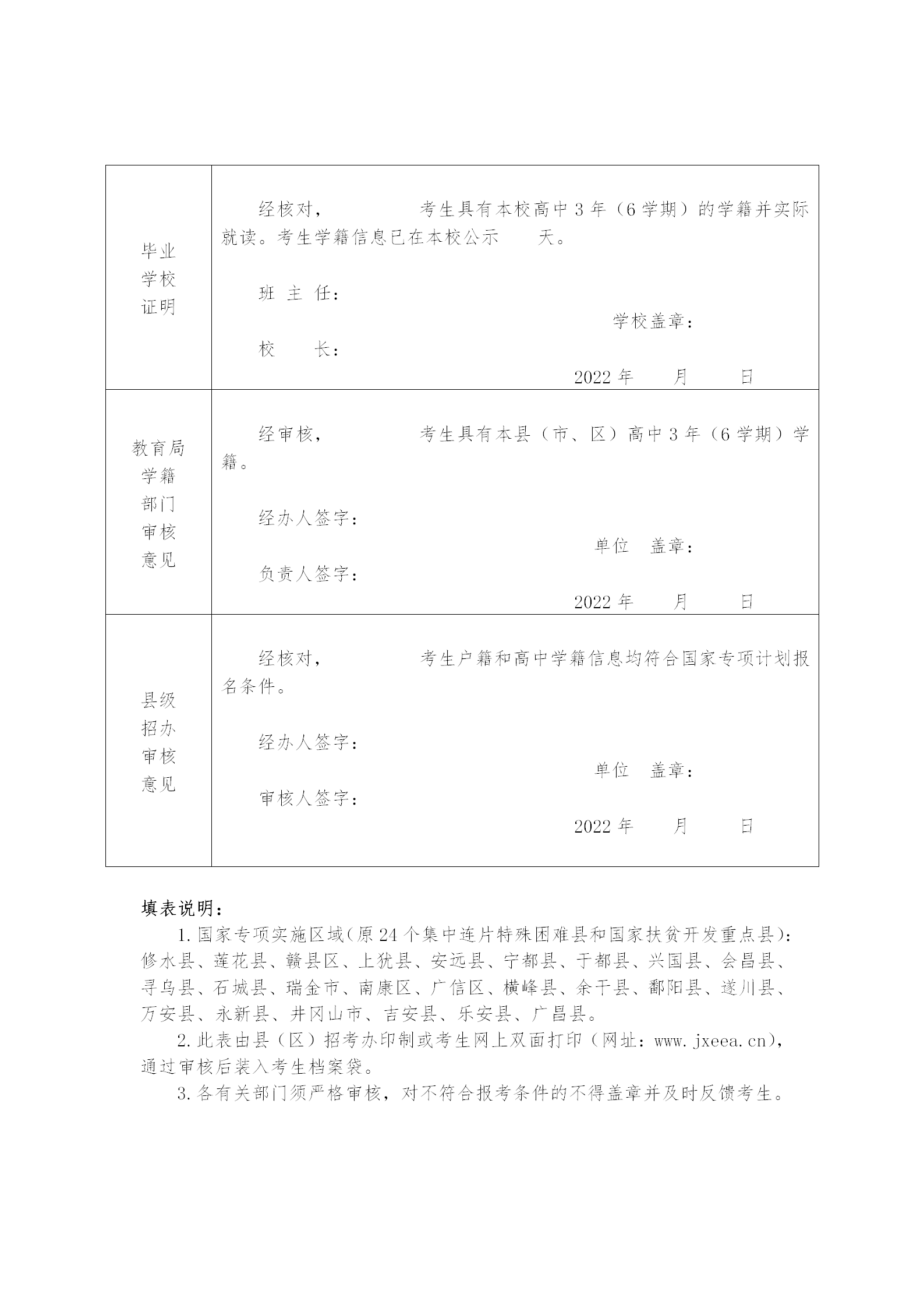 江西省2022年普通高校招生国家专项申报资格审查表（样） (1)_02.png